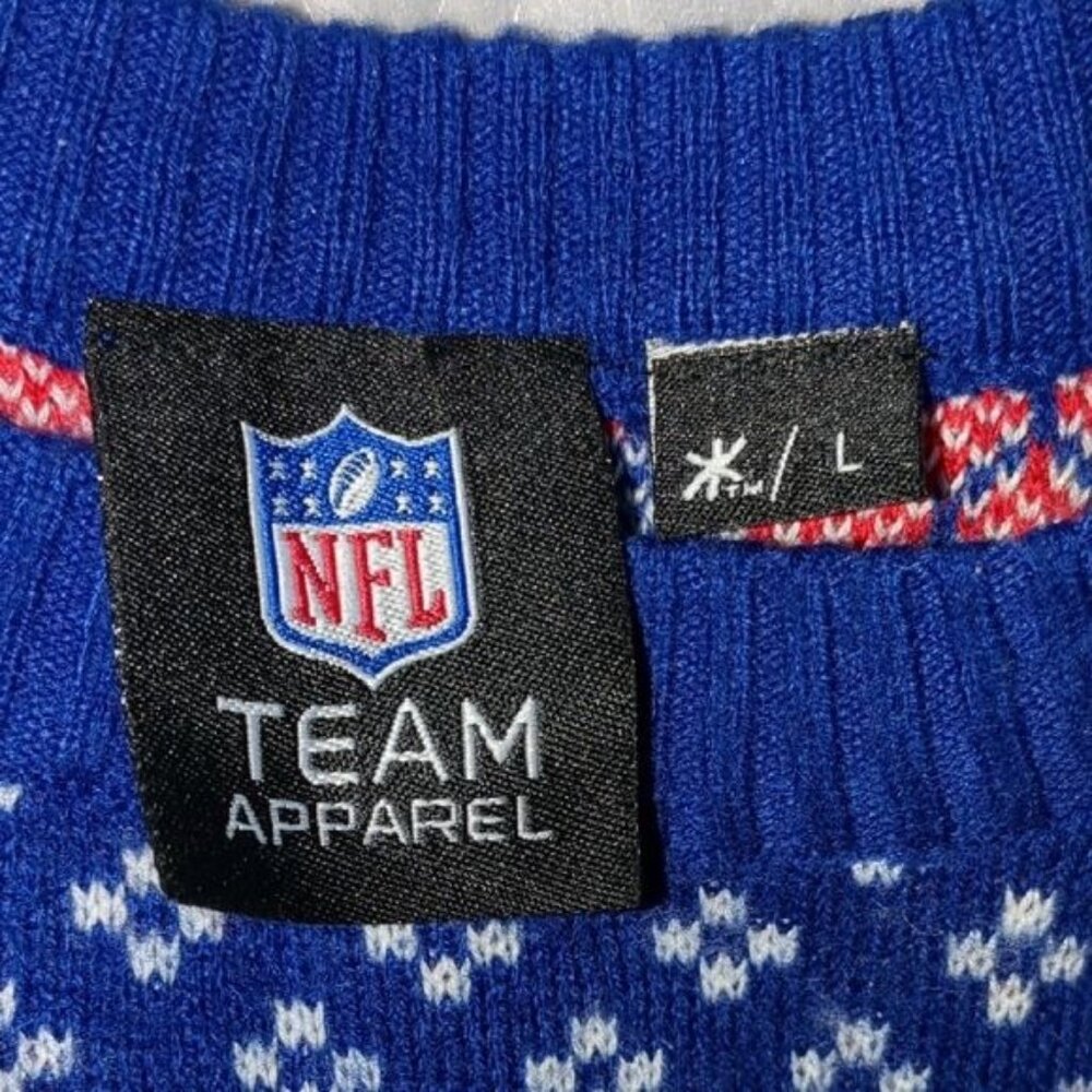 NY Giants NFL Blue & Red Ugly Christmas Sweater L - Picture 2 of 10